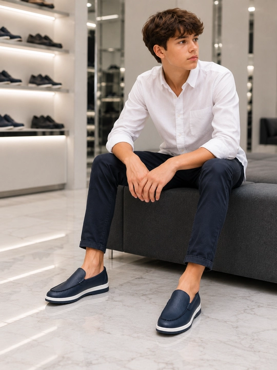 Детские мокасины Slip-On, для мальчиков, эко кожа, размеры 30–39, тёмно-синие