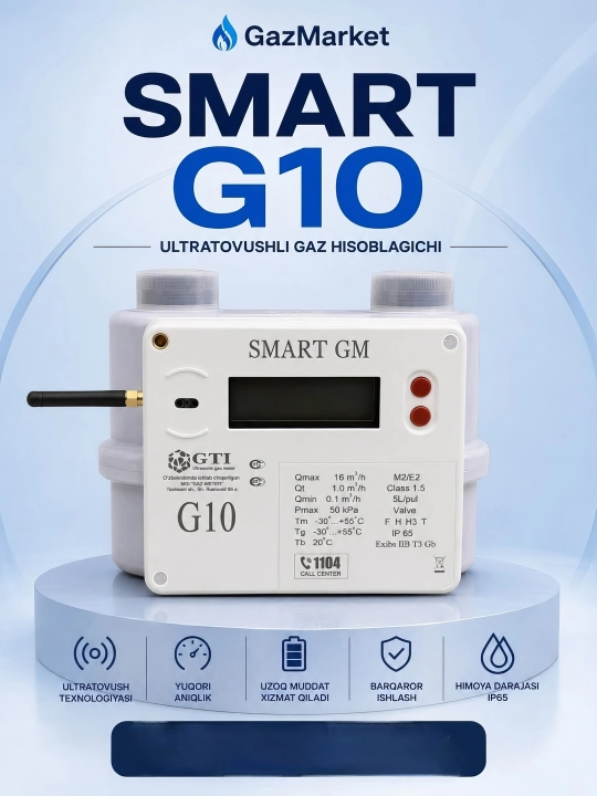 SMART GM G10 ultratovushli gaz hisoblagichi GPRS modulli IP65 G10 tabiiy gaz uchun - 