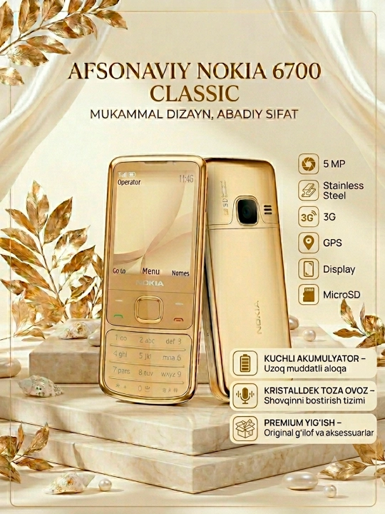 Nokia 6700 classic — afsonaviy tugmali telefon metall korpus premium dizayn - 