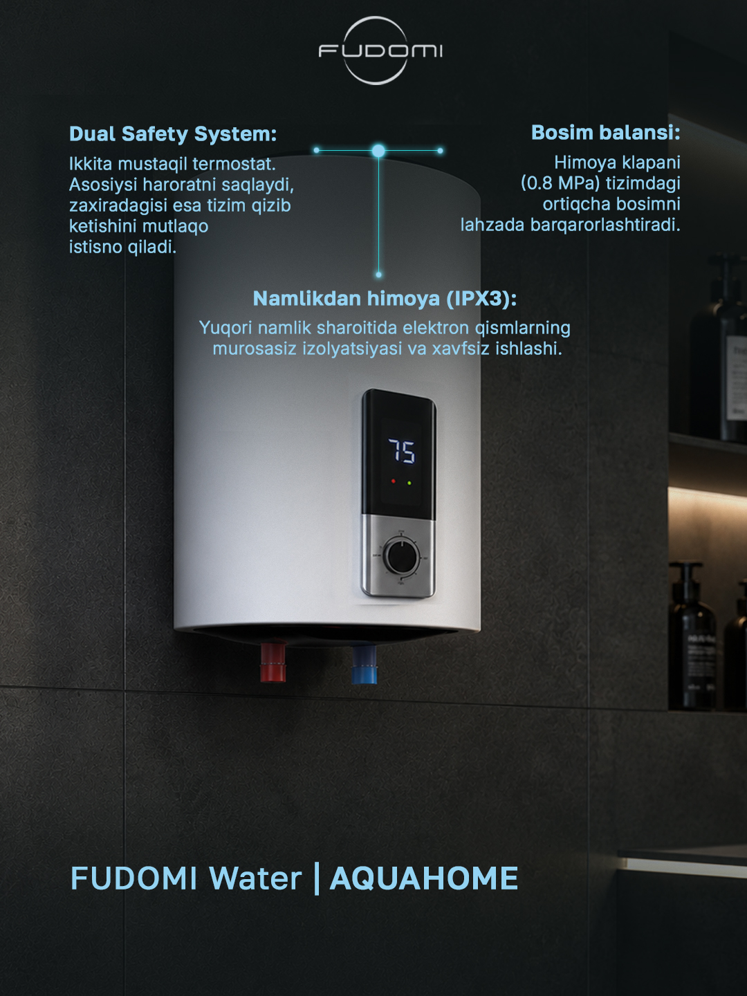 Elektr to‘plovchi suv isitgichi Fudomi Water AQUAHOME (Digital)