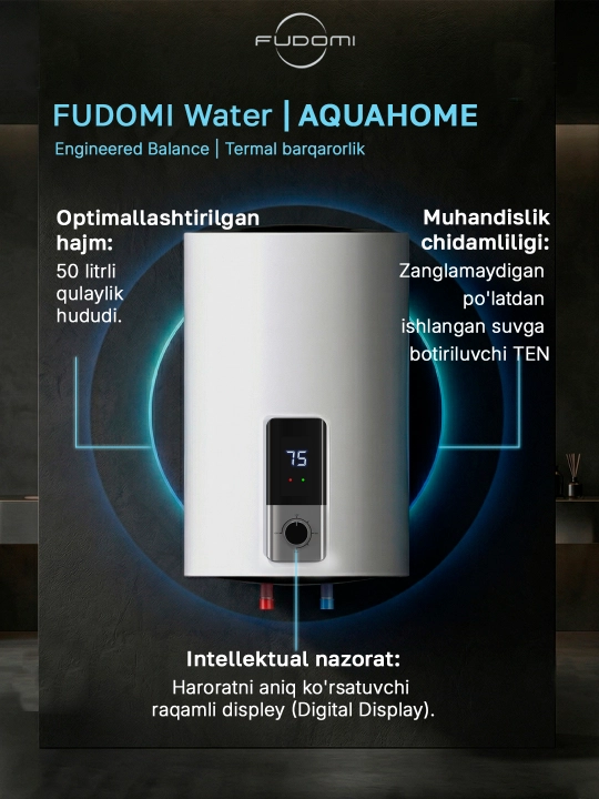 Elektr to‘plovchi suv isitgichi Fudomi Water AQUAHOME (Digital)