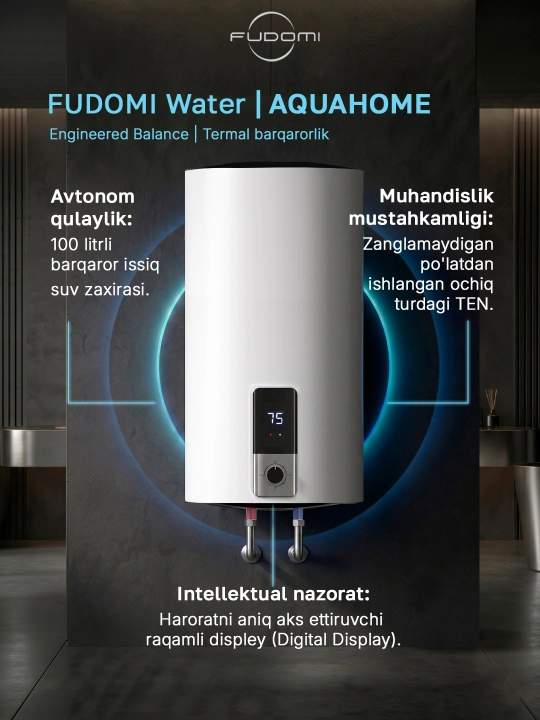 Elektr to‘plovchi suv isitgichi Fudomi Water AQUAHOME (Digital)