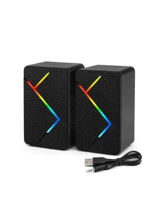 K2066 USB kompyuter karnayi, 2.0 stereo, LED yoritgichli, AUX ulanish