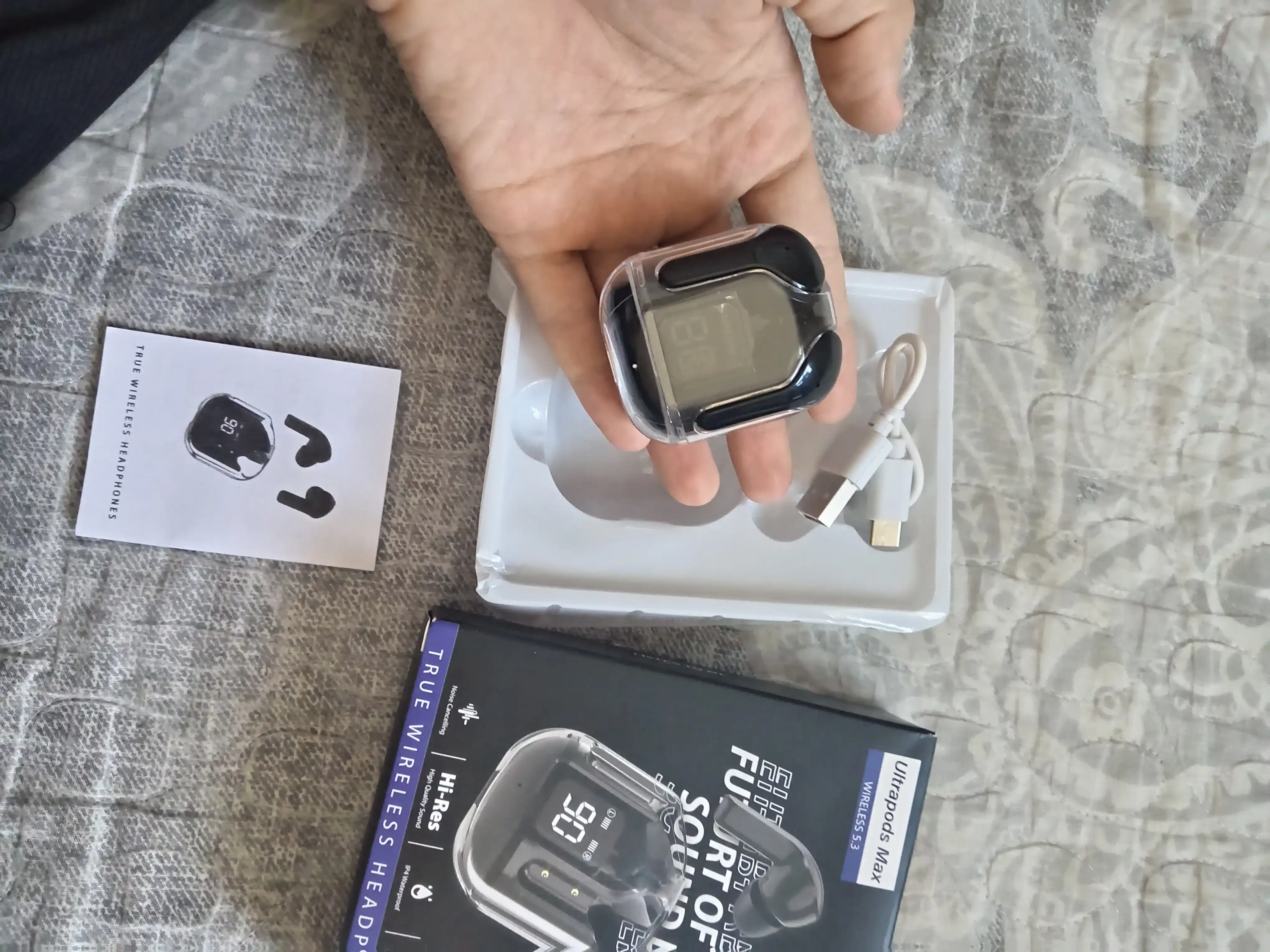 Simsiz quloqchinlar Air31 naushnik, display va mikrafonli, IOS va Android uchun
