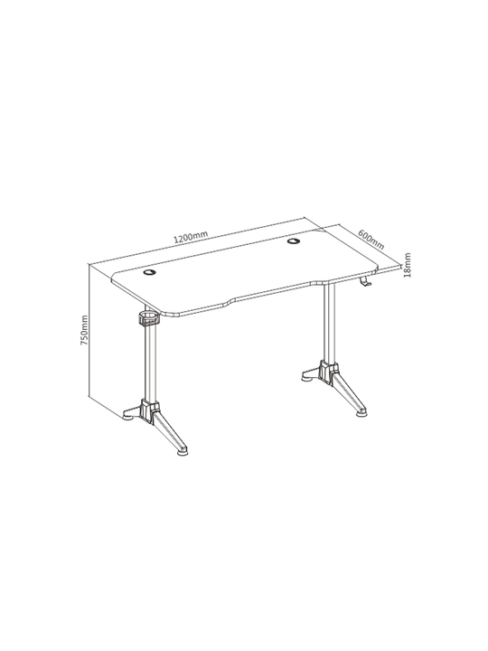 GMD03-2 kompyuter o‘yin stoli, 120 x 60 x 75 sm, stakan tagligi va quloqchin ilgagi bilan