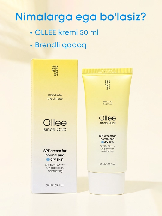 Krem SPF50+ quyoshdan himoya yog‘li, quruq va kombinatsiyalangan teri uchun OLLEE 50 ml
