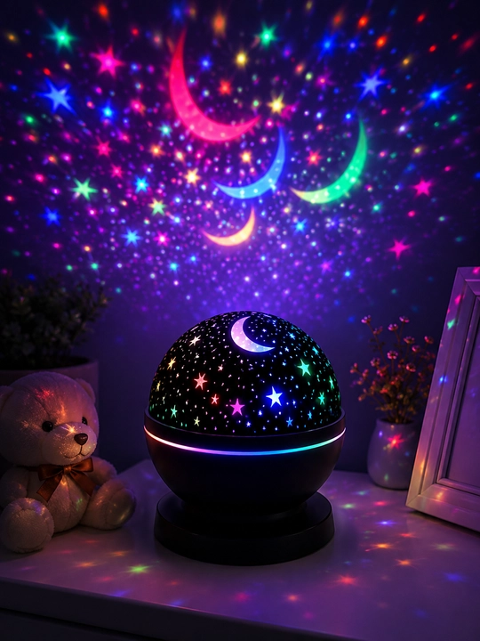 Светодиодный ночник-проектор звездного неба, вращающийся, RGB подсветка, USB - 