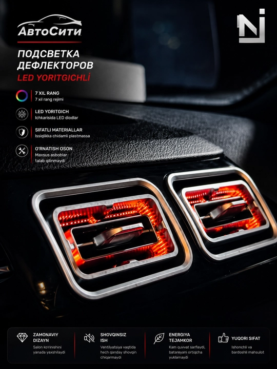 Комплект дефлекторов с подсветкой 7 цветов, в стиле Mercedes для Cobalt 4 шт