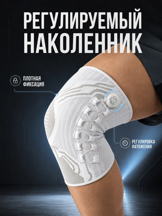 Регулируемый компрессионный наколенник с поворотным фиксатором, поддержка коленного суста - 