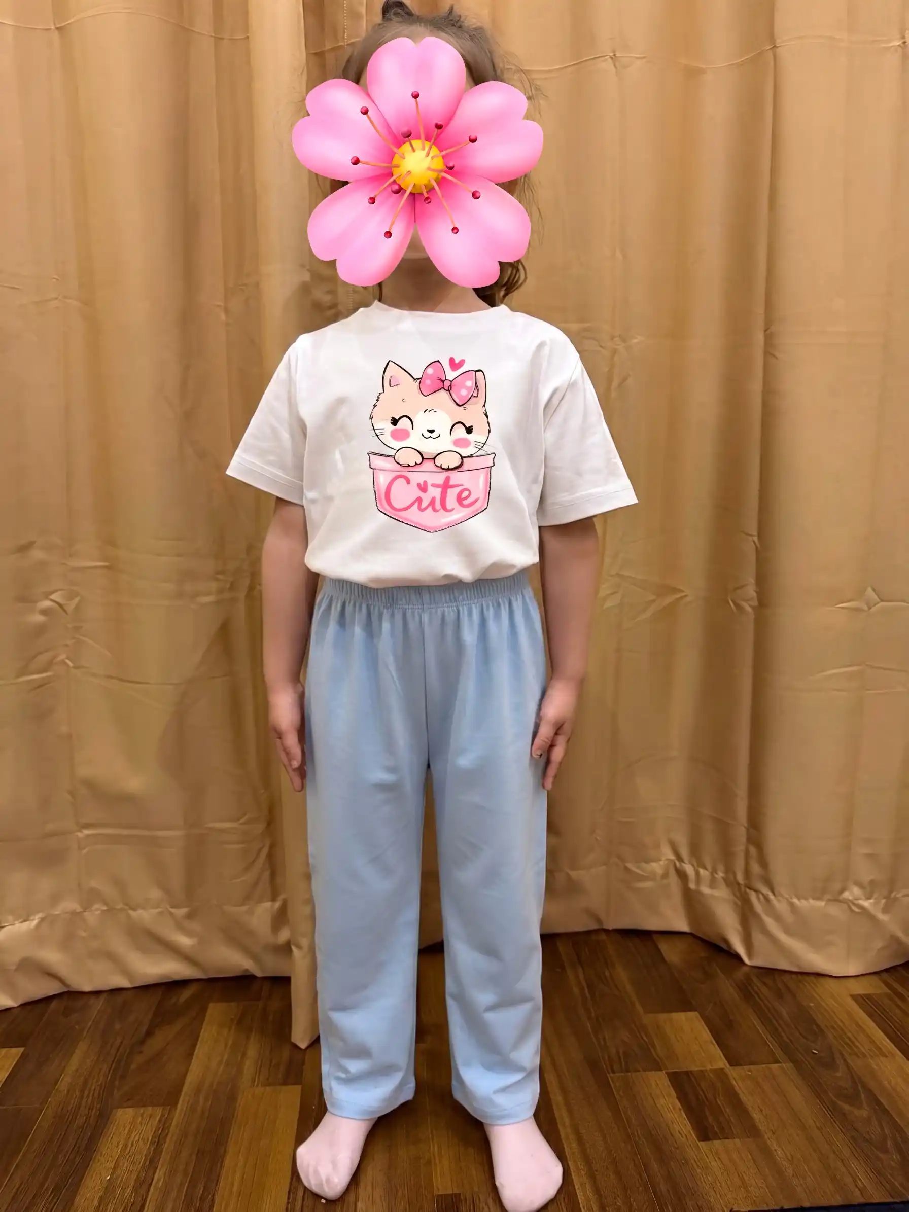 Qiz bolalar uchun pijama, paxtali uy kiyim to'plami futbolka va shim, uyqu uchun kostyum
