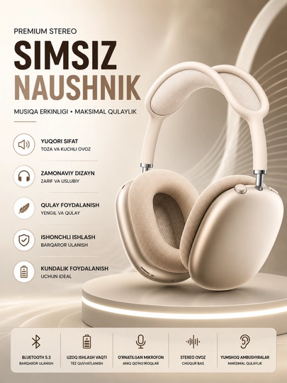 Shovqinni kamaytirish va mikrofonli premium simsiz Bluetooth Hi-Fi Stereo quloqchinlari - 