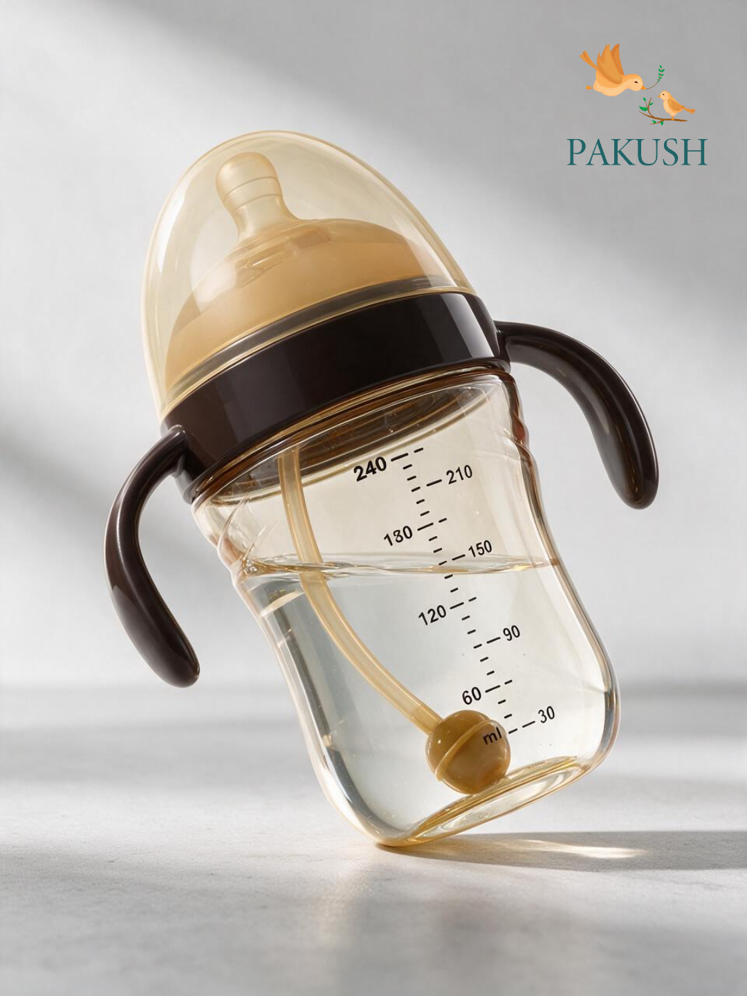 Chaqaloqlar uchun aqlli butilka, 360° antikolik somonchali va tutqichli, 240 ml