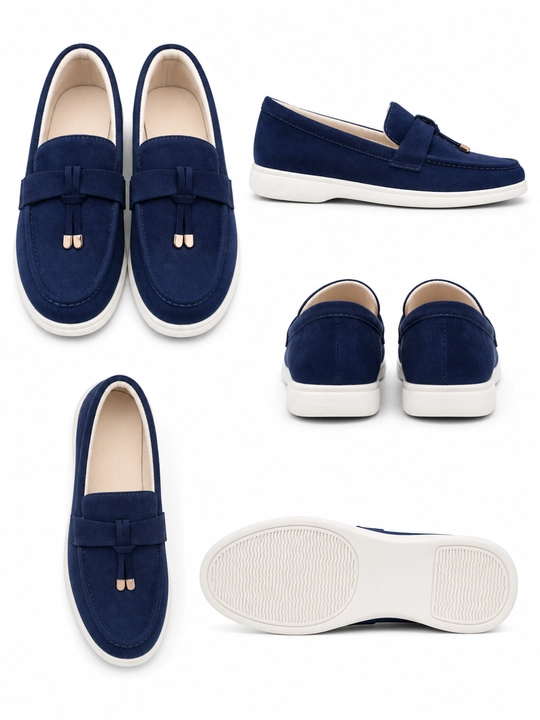 Ayollar uchun nafis platformali zamsh loafer, Loro Piana uslubidagi model