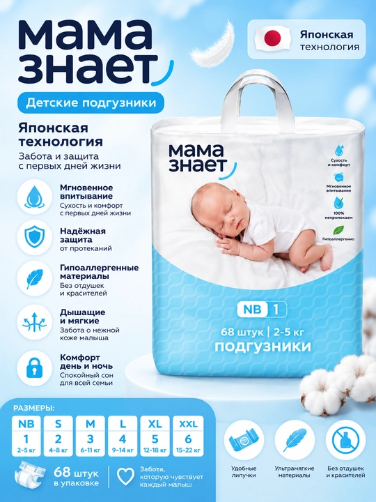 Детские подгузники, Мама Знает - 