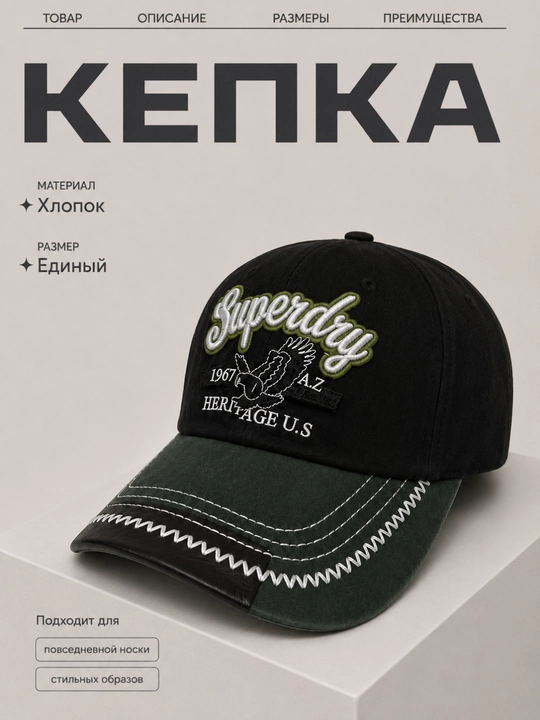 Кепка унисекс, хлопковая с вышивкой, регулируемая бейсболка - 