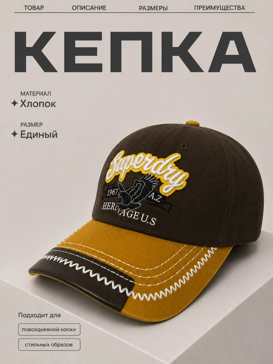 Кепка унисекс, хлопковая с вышивкой, регулируемая бейсболка - 