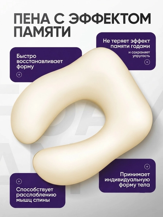 Memory Foam xotira effektiga ega bo‘yin yostiqchasi, sayohat uchun, xotira effekti bilan