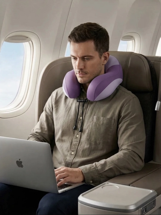 Memory Foam xotira effektiga ega bo‘yin yostiqchasi, sayohat uchun, xotira effekti bilan