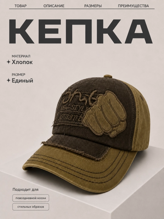 Кепка унисекс, хлопковая с вышивкой, регулируемая бейсболка - 