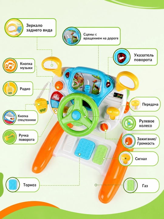 Игровой руль детский, Интерактивный симулятор вождения, Для детей 1–6 лет