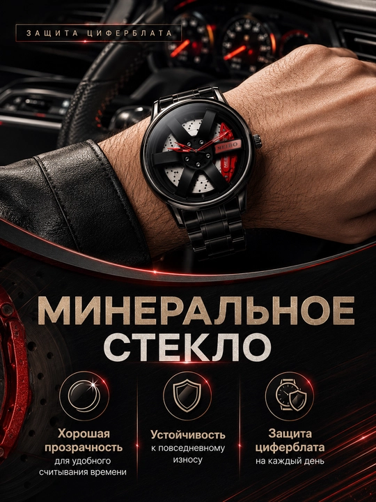 Мужские наручные часы с металлическим ремешком, циферблат диск авто