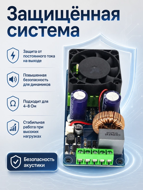 300Vt Hi-Fi monokanal raqamli audio kuchaytirgich, ±65V, 4–8 Ohm, 90dB S/Sh nisbati