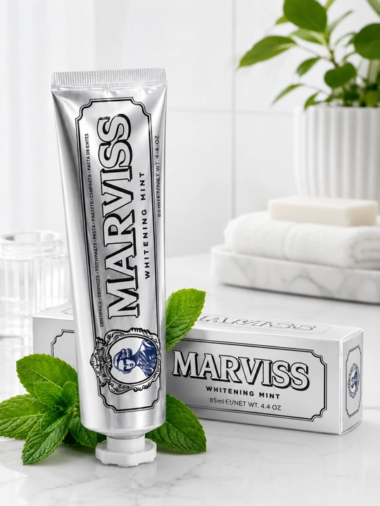 Marviss Whitening Mint yalpizli oqartiruvchi tish pastasi, 85 ml, kundalik parvarish uchun - 
