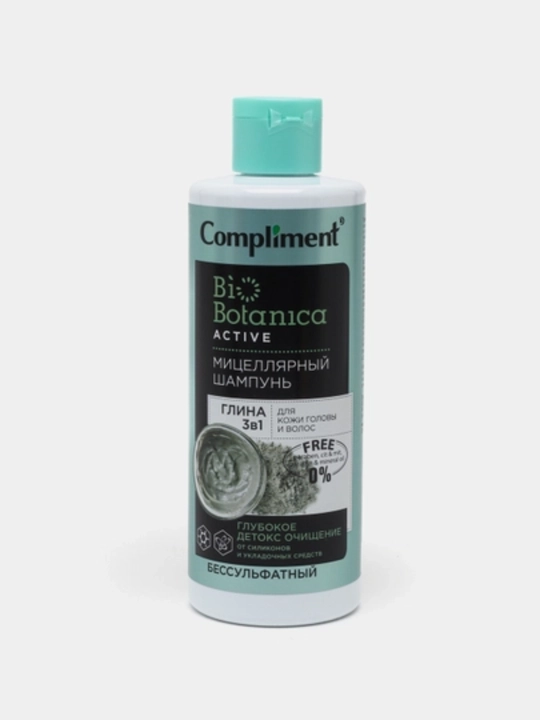 Soch va bosh terisi uchun sulfatsiz, mitsellyar shampun, Compliment 380 ml