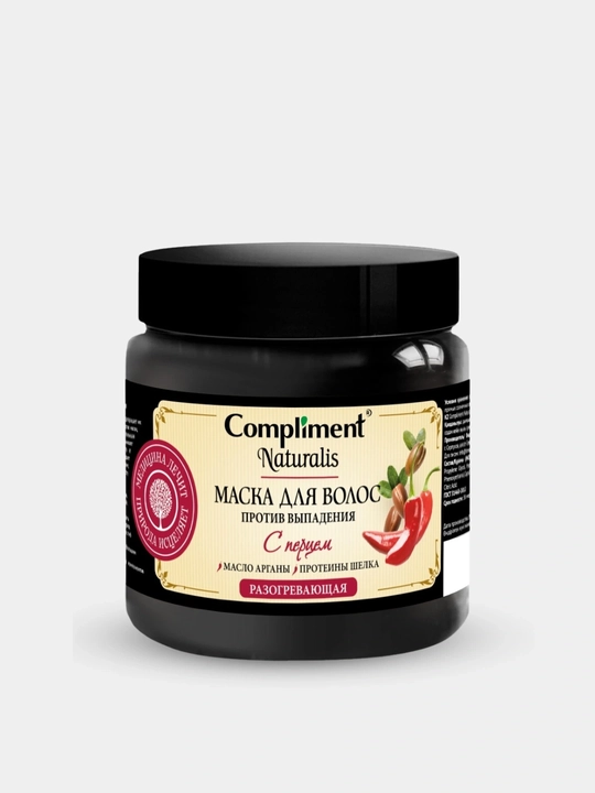 Murch, keratin va o‘sma moyi bilan sochlarni mustahkamlash va o‘stirish uchun niqob, Compliment, 500 ml