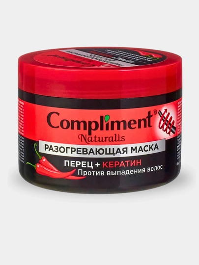 Murch, keratin va o‘sma moyi bilan sochlarni mustahkamlash va o‘stirish uchun niqob, Compliment, 500 ml