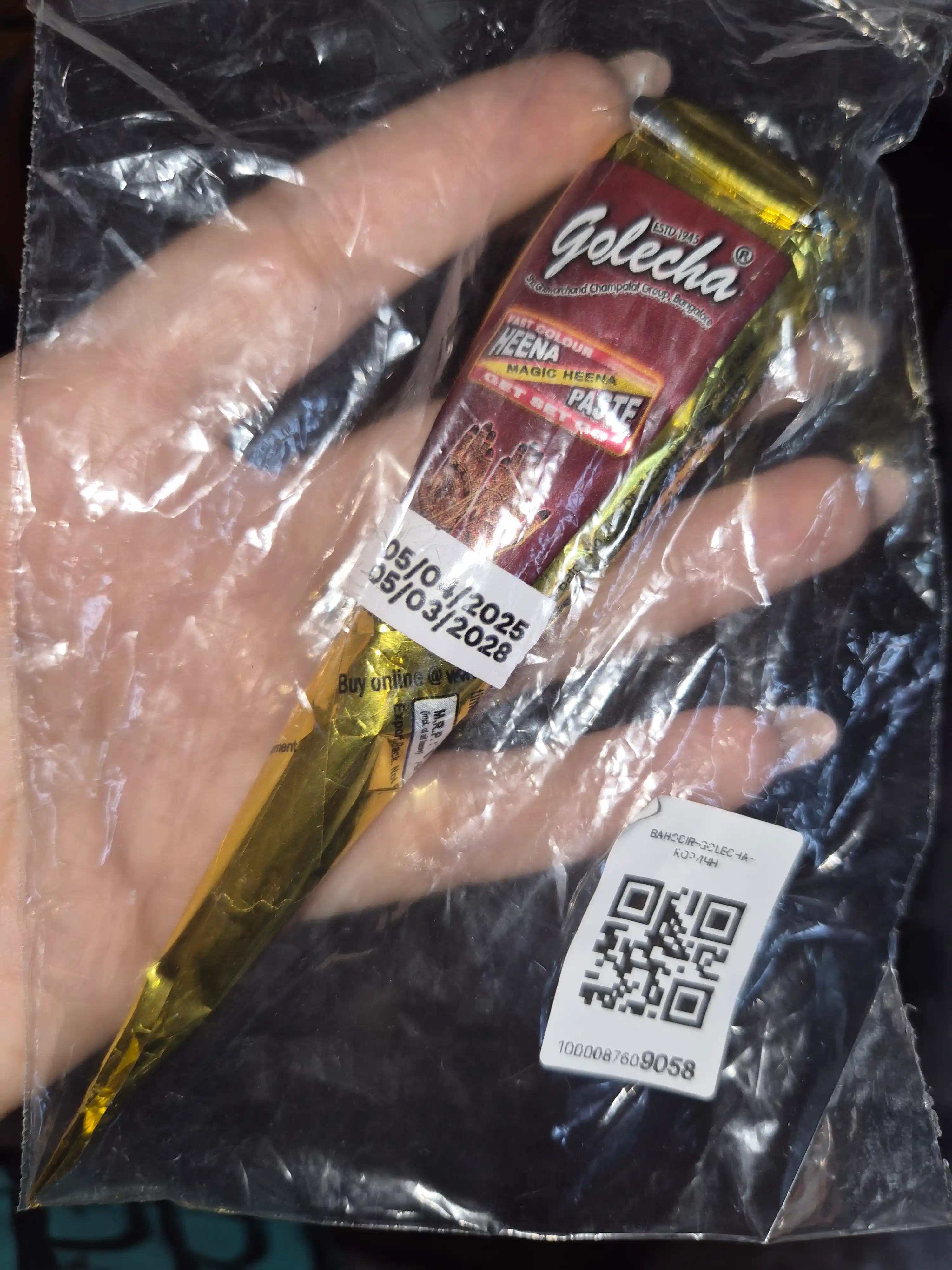 Tabiiy xina Golecha, qo'l va kaftni bo'yash uchun xinalar, konus shaklida , 25 g