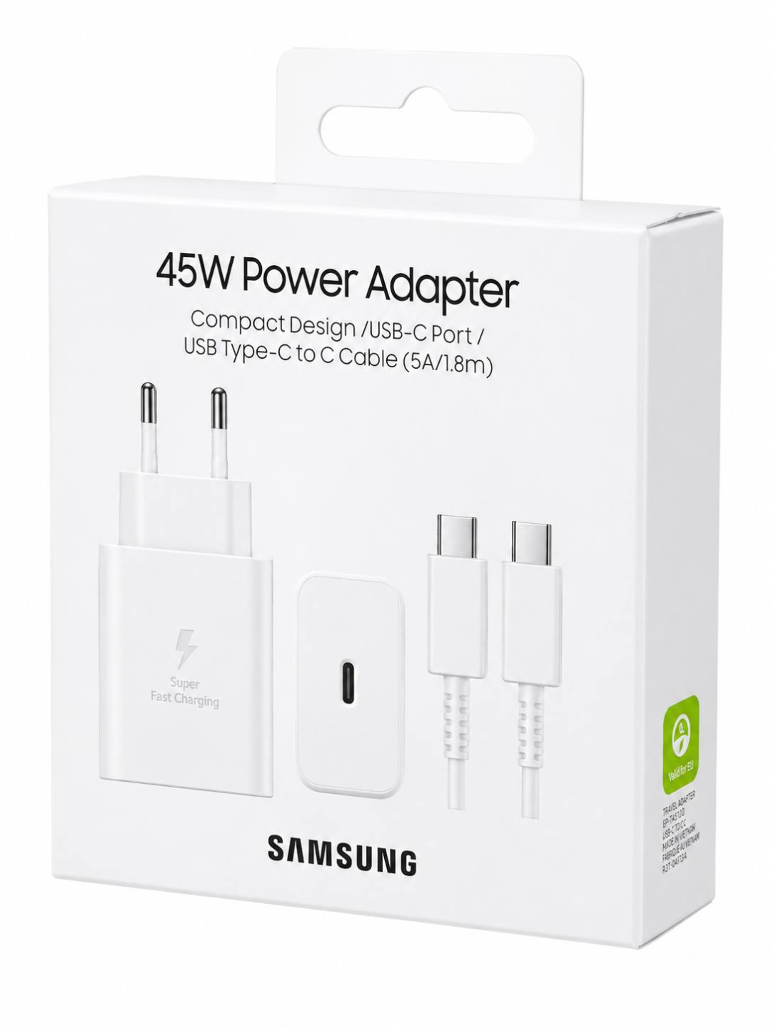 Samsung 45W (EP-T4511) USB-C zaryadlovchi adapteri, 1.8 m Type-C kabel (5A)