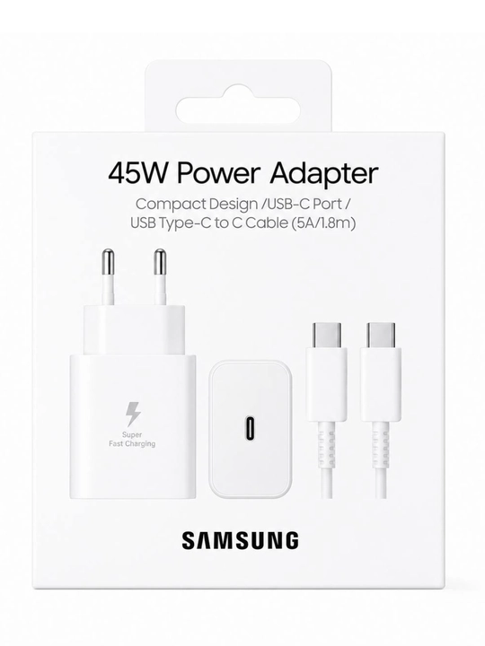 Samsung 45W (EP-T4511) USB-C zaryadlovchi adapteri, 1.8 m Type-C kabel (5A)