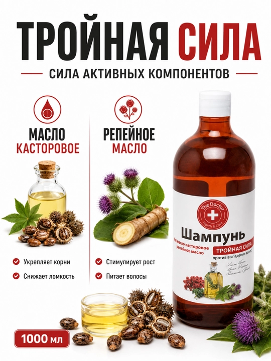 Шампунь для волос The Doctor, против выпадения и для укрепления, 5 видов, 1000 мл