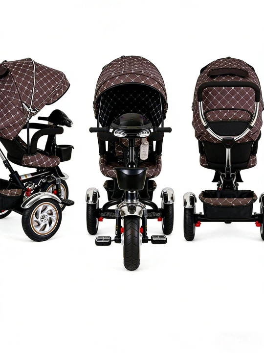 Uch g‘ildirakli velosiped aravachasi, 360° o‘rindiq, musiqa va yorug‘lik, 25 kg gacha