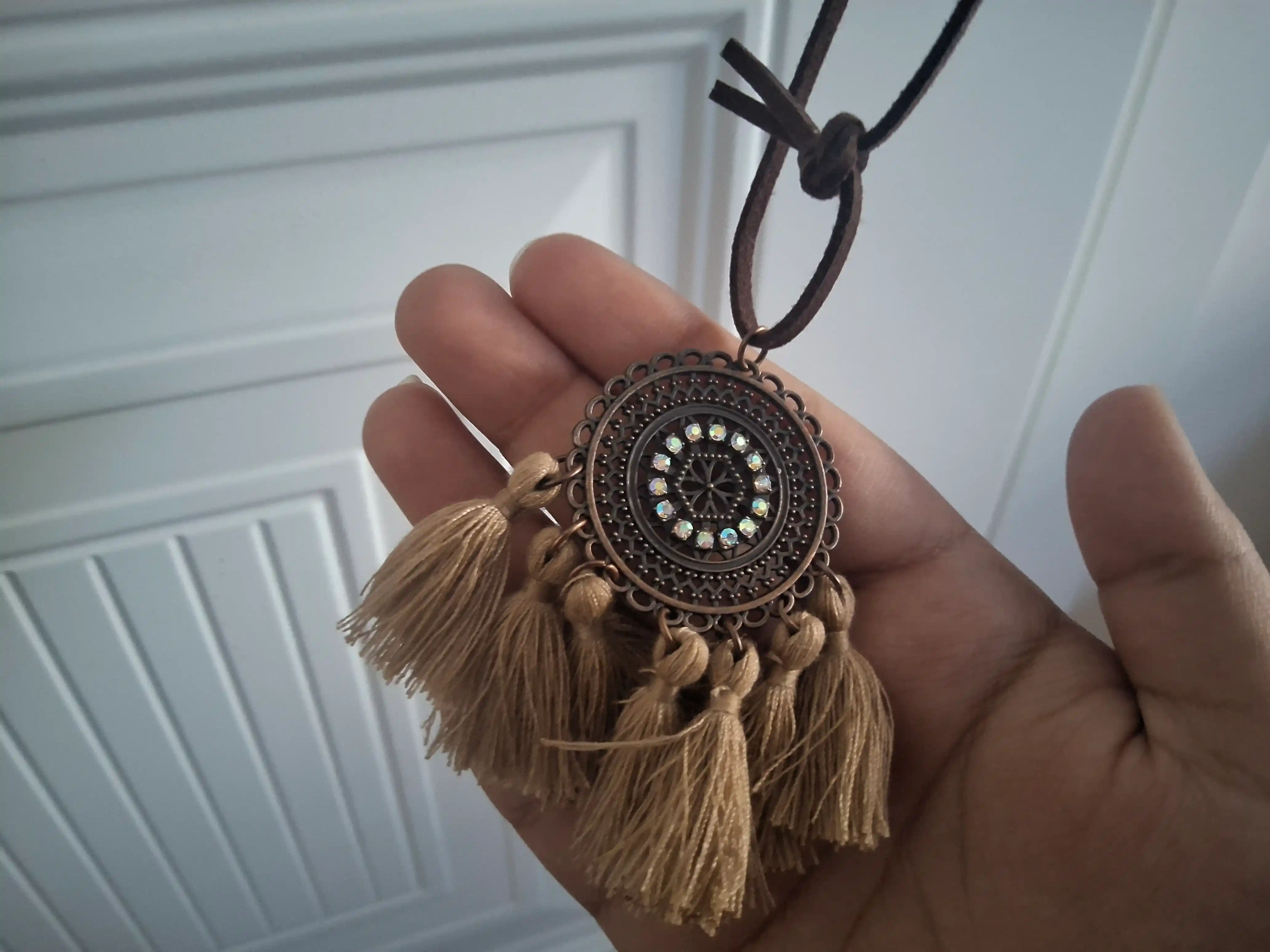 Kulonli marjon, yog‘och marjon, vintage marjon, boho uslub marjon, uzun marjon