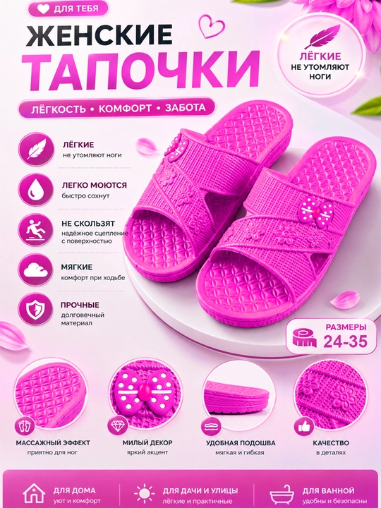 Шлепанцы для девочек летние 24 - 35 - 