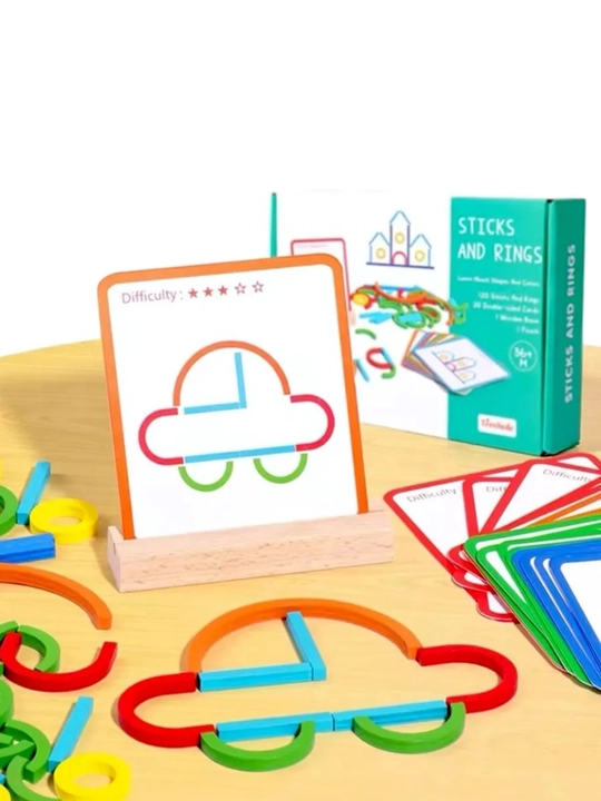 Intellektual yog‘ochli boshqotirma o‘yinchoq, Montessori, shakl va ranglarni o‘rgatuvchi