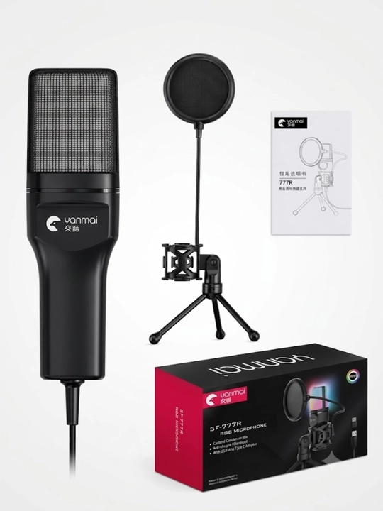 Игровой RGB микрофон для компьютера, USB микрофон для ПК, стримов, игр и общения