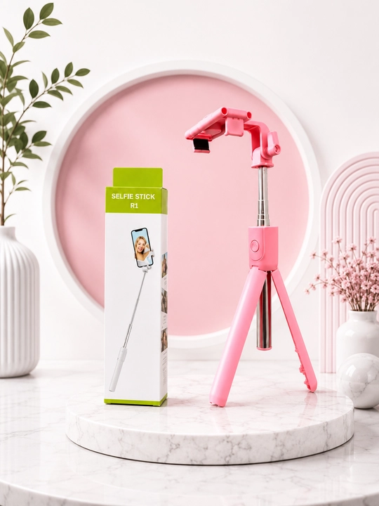 Bluetooth bilan jihozlangan R1 3 ta 1 da selfi tayoqchasi, monopod va shtativ, 70 sm, qora