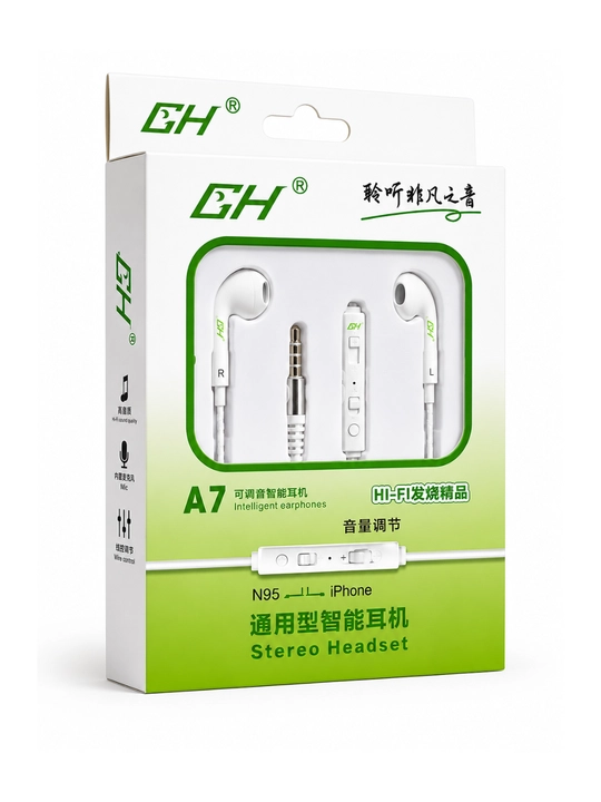 3.5 mm simli A7 quloqchinlari, Hi-Fi stereo, mikrofonli, ovoz boshqaruvi - 