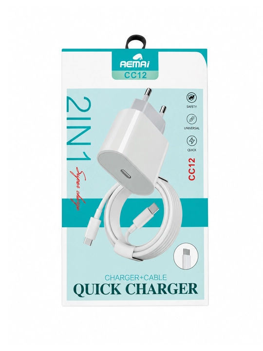 Сетевое зарядное устройство AEMAI CC12 с кабелем USB Type-C, Lighting 20 Вт