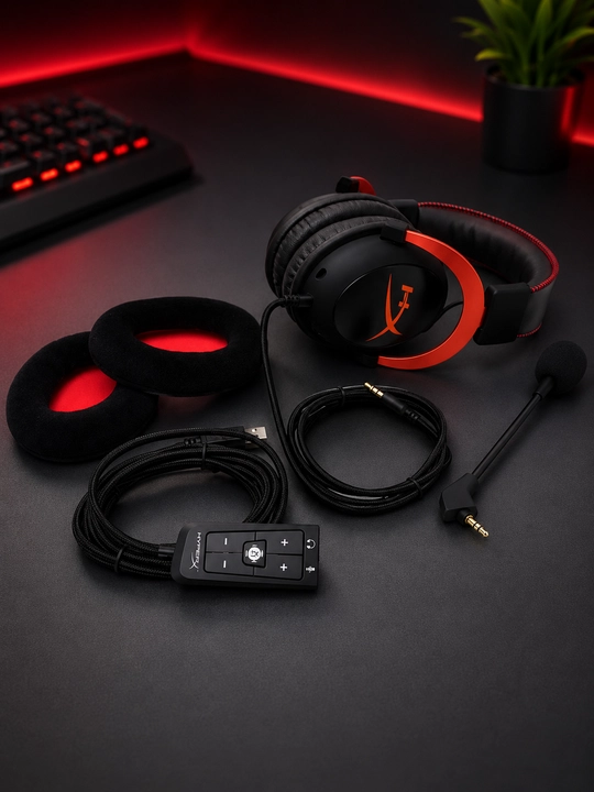 HyperX Cloud II Игровая гарнитура с микрофоном стерео для ПК PS5 Xbox Ноутбука