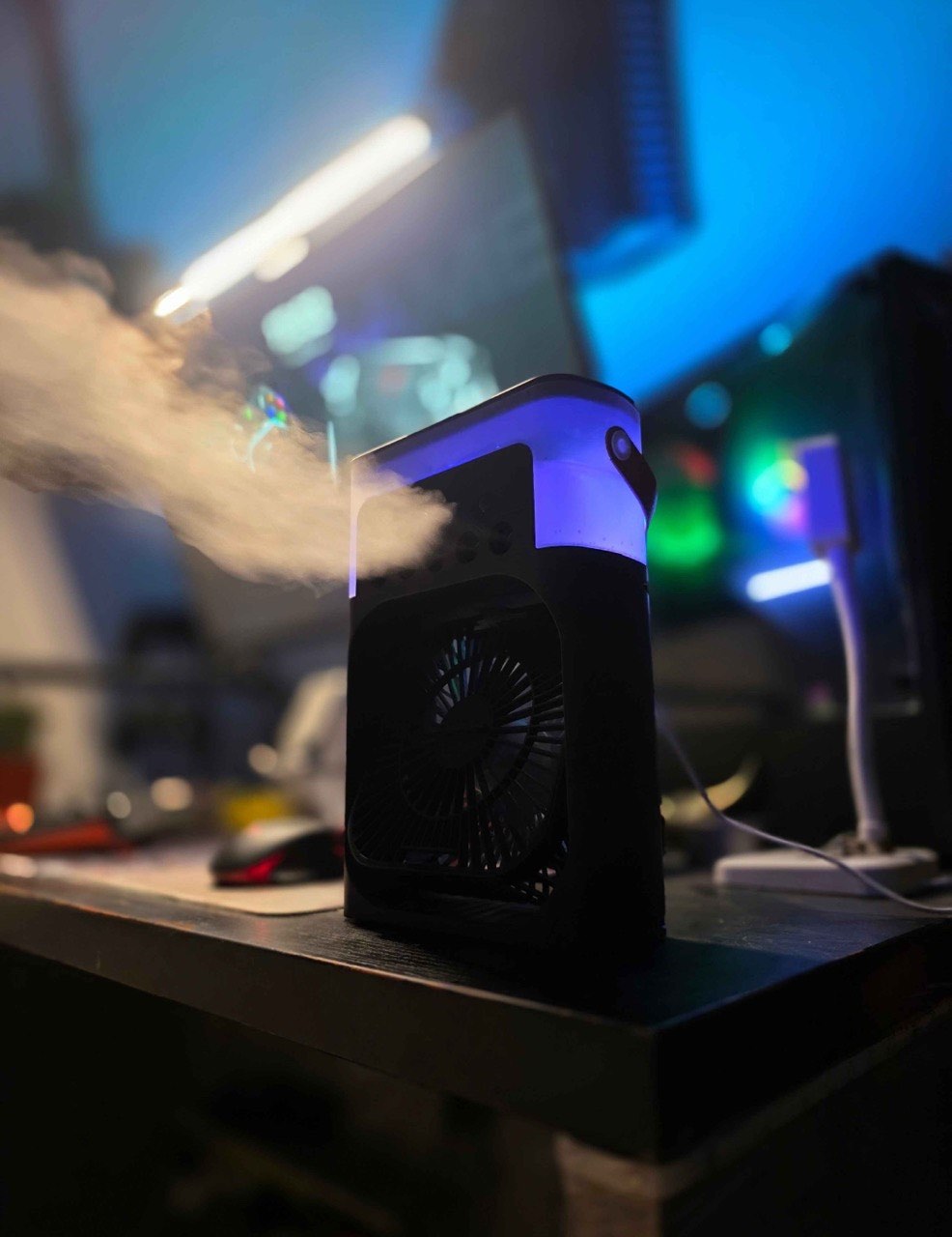 Portativ mini konditsioner, namlagich, mini ventilyator, 3 tasi 1da