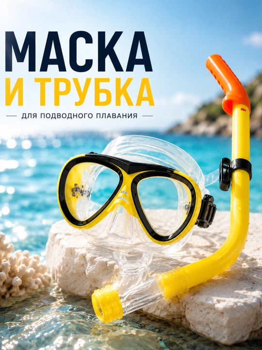 Набор для плавания: маска и трубка для подводного плавания