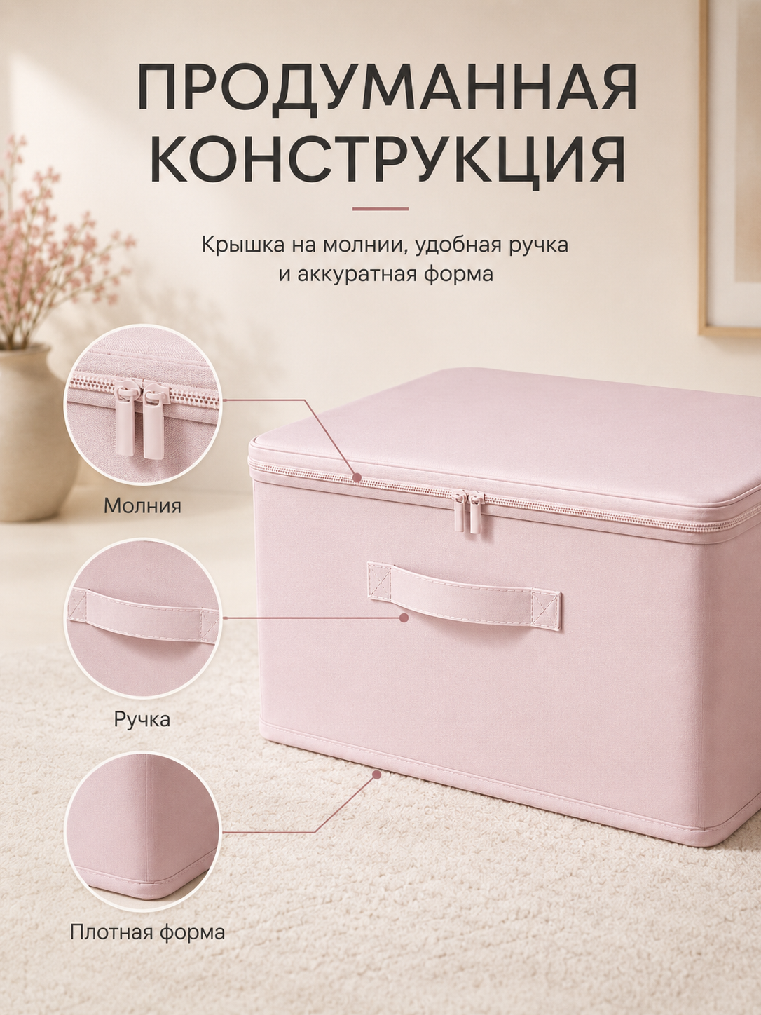 Органайзер для одежды и вещей, ящик для хранения складной с крышкой на молнии, S–XXL