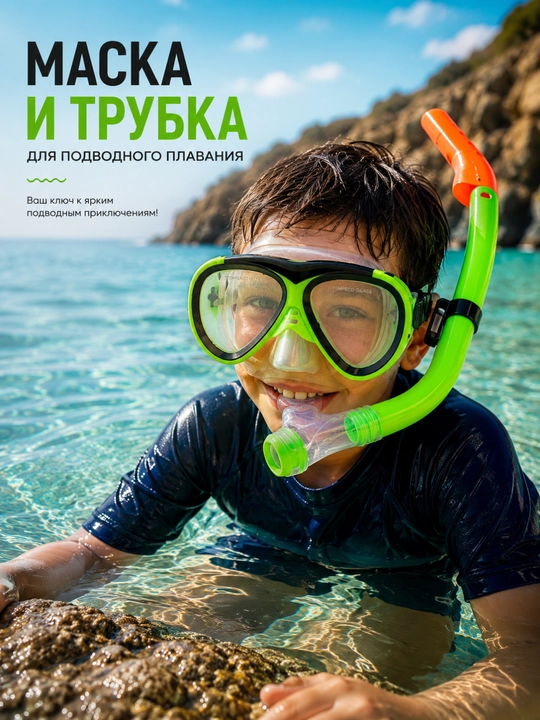 Набор для плавания: маска и трубка для подводного плавания - 