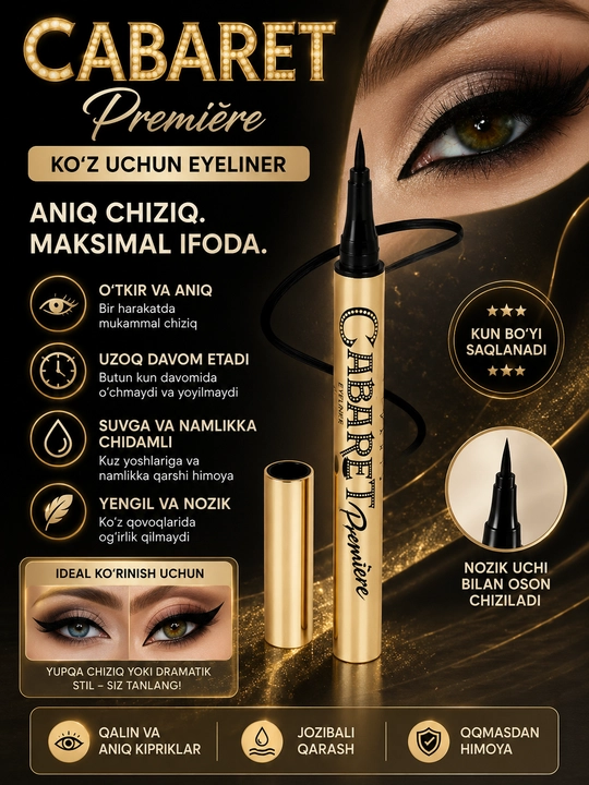 Подводка фломастер для глаз Cabaret Premiere, черная, 0.5 мл - 