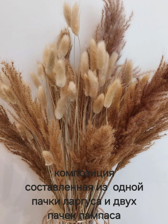 Натуральные сухоцветы ( ларгус, пшеница, трава, эвкалипт, пампас)