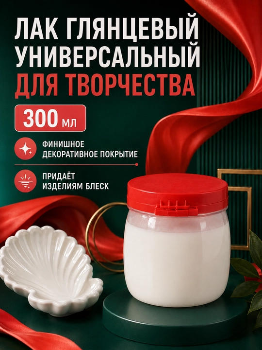 Стекловидный лак для гипса, глянцевый лак глазурь, 300 мл - 